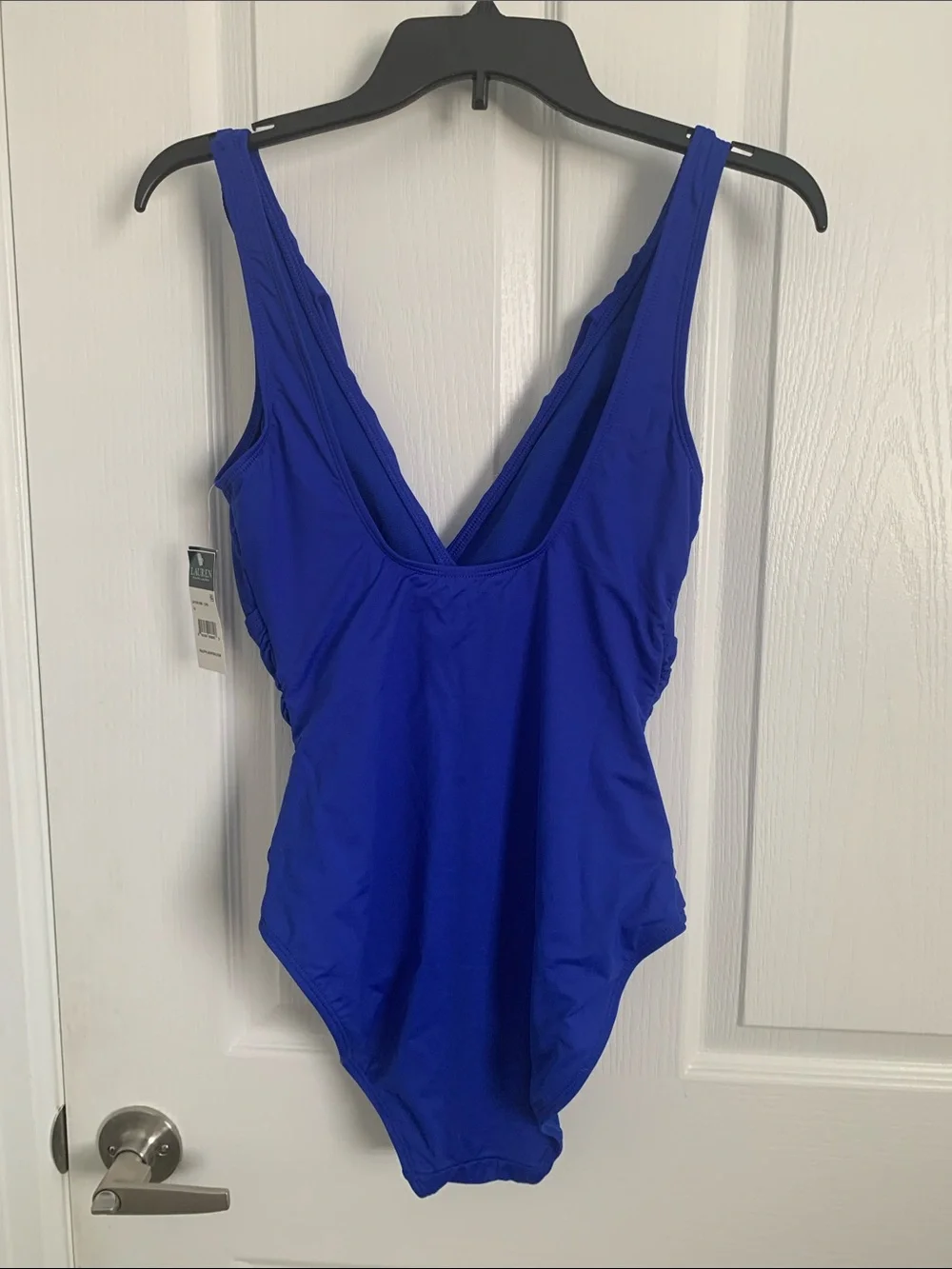 # 5/13 Lauren Ralph Lauren Royal Blue Ruffle V-Neck One-Piece Swimsuit - Kids
